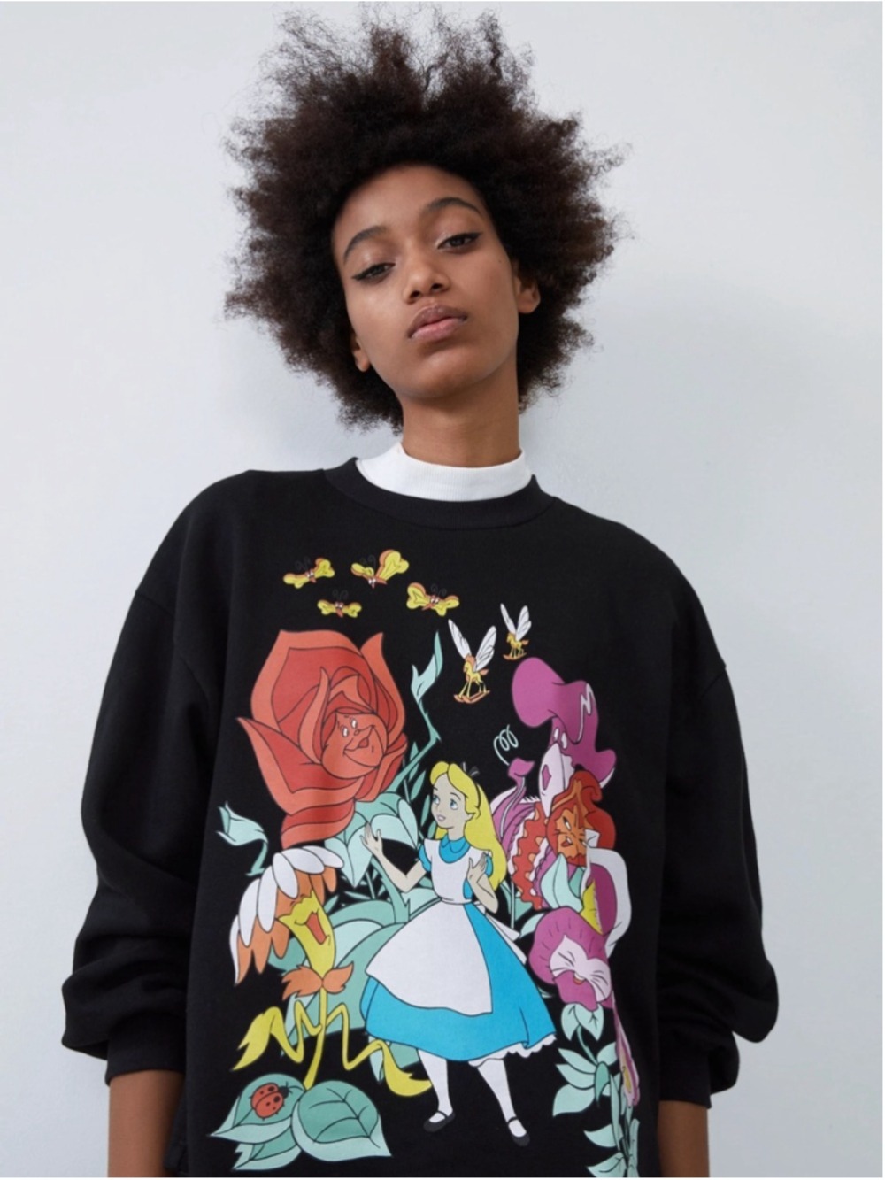 Zara x Disney Alice in Wonderland Talking Flowers Graphic Sweatshirt Size L - Picture 3 of 12